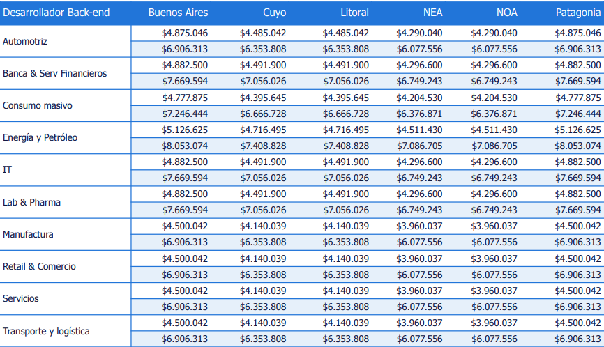 sueldo desarrollador backend